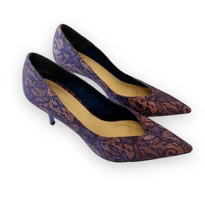 Zara Purple Lace Stilletos Size 38 Pointed Toe Spike Heel Holiday Party‎ Formal